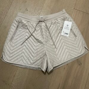 Athleta Cream Quilted Athletic Shorts